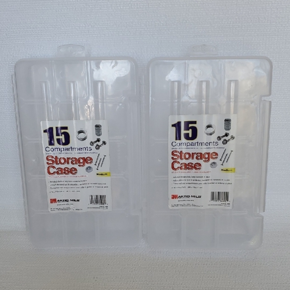 Akro-Mils Clear 15 Compartment Storage Case - Set of 2